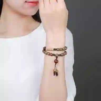 木盛缘 【快乐加倍招财转运】新中式复古风诸事顺利八方来财多圈叠戴文玩盘玩佛好运转运礼盒#好运 绿檀 手串 男女同款情侣款