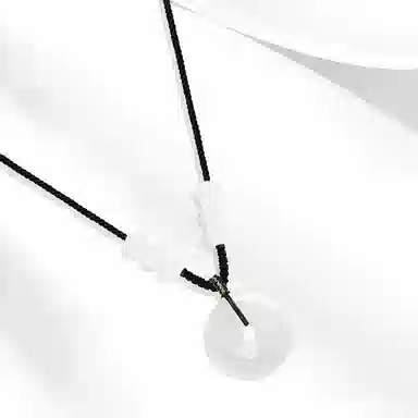 牧言 平安扣 复古新中式简约小众设计高级感 立体圆润镂空圆环圆珠编织黑绳锁骨链好运 白玉菩提 项链 男女同款情侣款
