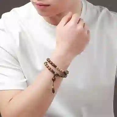 木盛缘 【快乐加倍招财转运】新中式复古风诸事顺利八方来财多圈叠戴文玩盘玩佛好运转运礼盒#好运 绿檀 手串 男女同款情侣款