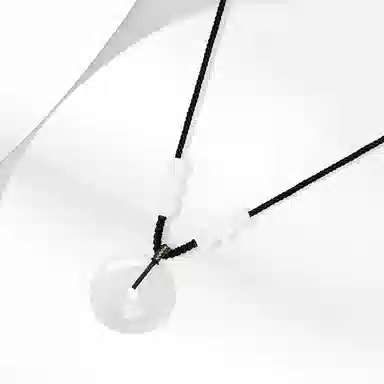 牧言 平安扣 复古新中式简约小众设计高级感 立体圆润镂空圆环圆珠编织黑绳锁骨链好运 白玉菩提 项链 男女同款情侣款