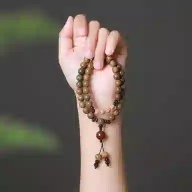 木盛缘 【快乐加倍招财转运】新中式复古风诸事顺利八方来财多圈叠戴文玩盘玩佛好运转运礼盒#好运 绿檀 手串 男女同款情侣款