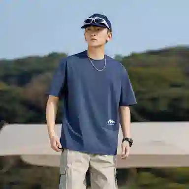 稻草人 美式高街简约基础款纯色户外跑步运动透气休闲宽松舒适百搭短袖短裤健身套装 男女同款