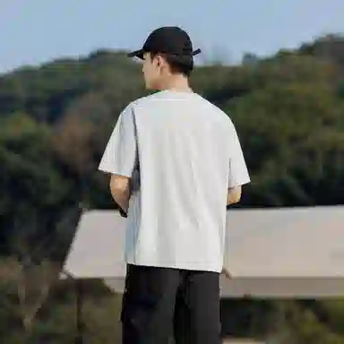 稻草人 美式高街简约基础款纯色户外跑步运动透气休闲宽松舒适百搭短袖短裤健身套装 男女同款