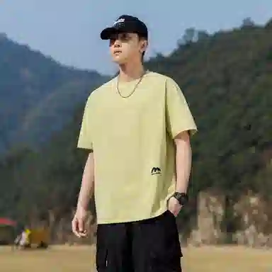 稻草人 美式高街简约基础款纯色户外跑步运动透气休闲宽松舒适百搭短袖短裤健身套装 男女同款