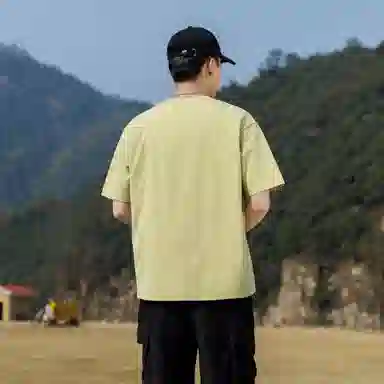 稻草人 美式高街简约基础款纯色户外跑步运动透气休闲宽松舒适百搭短袖短裤健身套装 男女同款