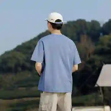 稻草人 美式高街简约基础款纯色户外跑步运动透气休闲宽松舒适百搭短袖短裤健身套装 男女同款