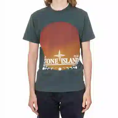 Stone Island FW22 Sunset Print T-Shirt Green