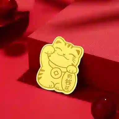 【高品质999金片】 琉堇 招财猫请发财 财运享通财源滚滚新中式国潮可爱萌趣创意日常通勤使用#好运 贴片 手机贴 女款