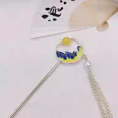 【日照金山】 指尖瑰宝 国风扇子高级感精致时尚小众设计流苏轻奢大气奢华温柔气质旗袍汉服#好运 合金 发簪 女款