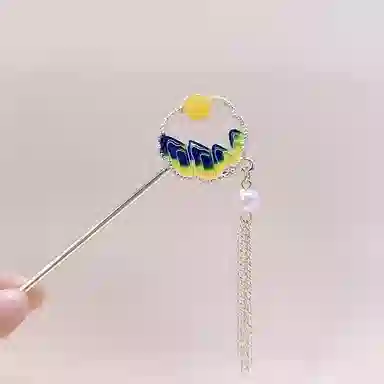 【日照金山】 指尖瑰宝 国风扇子高级感精致时尚小众设计流苏轻奢大气奢华温柔气质旗袍汉服#好运 合金 发簪 女款