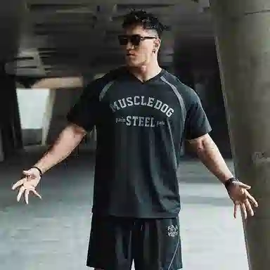 Muscle Dog V-Neck Loose Fit T-Shirt