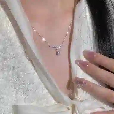 简约甜美星星水滴锁骨链轻奢高级#好运 铜 项链 女款