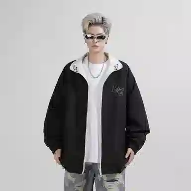 兰缪 美式高街风复古纯色基础款字母品牌防风日常山系通勤户外百搭运动休闲宽松长袖夹克外套 男女同款