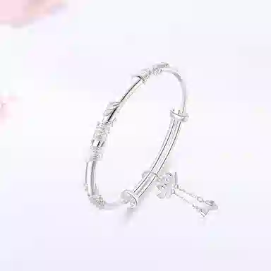 【S999足银|精选高品质】 金师傅 繁花似锦两世欢 好运莲莲万事如意新中式国潮气质典雅百搭 小众轻奢设计高级#好运 纯银 可调节手镯 女款