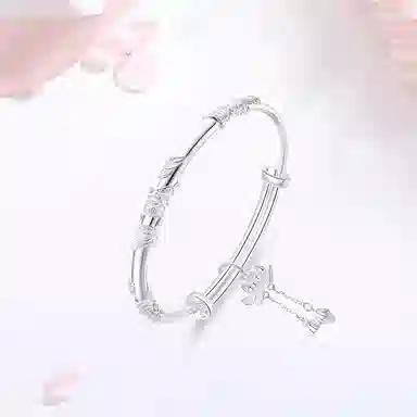 【S999足银|精选高品质】 金师傅 繁花似锦两世欢 好运莲莲万事如意新中式国潮气质典雅百搭 小众轻奢设计高级#好运 纯银 可调节手镯 女款