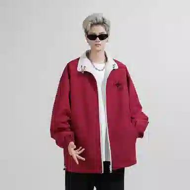 兰缪 美式高街风复古纯色基础款字母品牌防风日常山系通勤户外百搭运动休闲宽松长袖夹克外套 男女同款