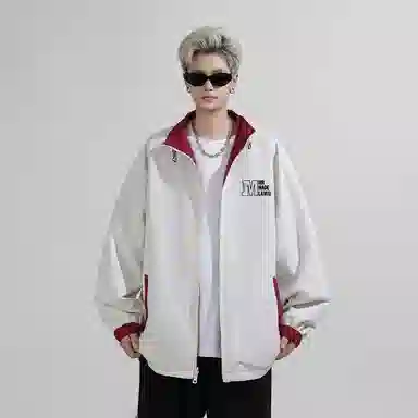 兰缪 美式高街风复古纯色基础款字母品牌防风日常山系通勤户外百搭运动休闲宽松长袖夹克外套 男女同款