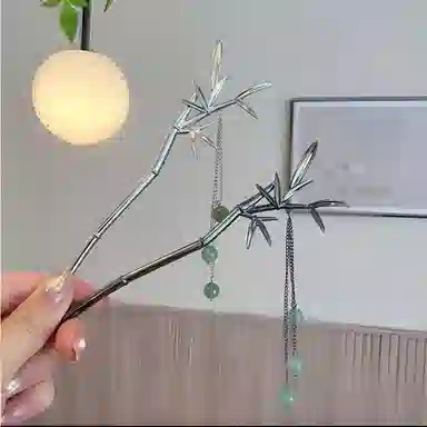 【节节高】 指尖瑰宝 竹叶流苏步摇古风简约小众复古气质盘发新中式清冷高级感步摇事业学业双上岸日常通勤百搭 镀银 发簪 女款
