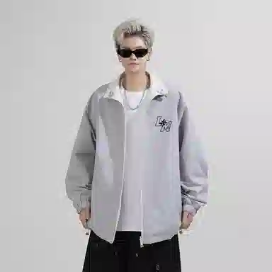 兰缪 美式高街风复古纯色基础款字母品牌防风日常山系通勤户外百搭运动休闲宽松长袖夹克外套 男女同款