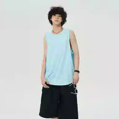 王者荣耀 鲁班七号星空梦想款 美式复古圆领反光银纯色家居休闲速干宽松休闲慵懒直筒背心 男女同款