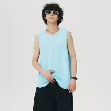 王者荣耀 鲁班七号星空梦想款 美式复古圆领反光银纯色家居休闲速干宽松休闲慵懒直筒背心 男女同款