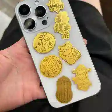 【泼天富贵】 九龙古 招财猫有钱花新中式国潮简约百搭招财吸金手机贴可爱时尚#好运 贴片 挂件 男女同款情侣款