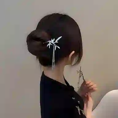 【节节高】 指尖瑰宝 竹叶流苏步摇古风简约小众复古气质盘发新中式清冷高级感步摇事业学业双上岸日常通勤百搭 镀银 发簪 女款