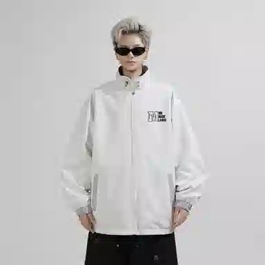 兰缪 美式高街风复古纯色基础款字母品牌防风日常山系通勤户外百搭运动休闲宽松长袖夹克外套 男女同款