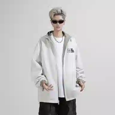 兰缪 美式高街风复古纯色基础款字母品牌防风日常山系通勤户外百搭运动休闲宽松长袖夹克外套 男女同款