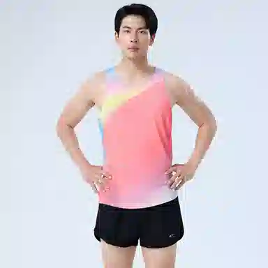 赛琪 专业马拉松学生体考体测速干透气吸湿排汗圆领套头网孔无袖渐变背心三分凉感跑步田径训练短裤休闲运动套装 男女同款