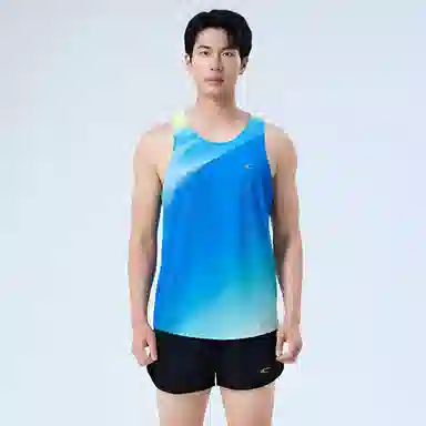 赛琪 专业马拉松学生体考体测速干透气吸湿排汗圆领套头网孔无袖渐变背心三分凉感跑步田径训练短裤休闲运动套装 男女同款