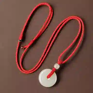 贝诗珠宝 平安扣一对新中式国潮古风平平安安本命年转运珠编绳 和田玉 项链 男女同款情侣款 青白玉