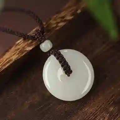 贝诗珠宝 平安扣一对新中式国潮古风平平安安本命年转运珠编绳 和田玉 项链 男女同款情侣款 青白玉