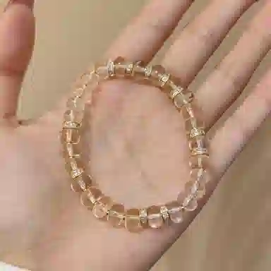 金杰福 星芒金钥 极光金色几何能量环轻奢小众精致天然 白水晶 手串 女款