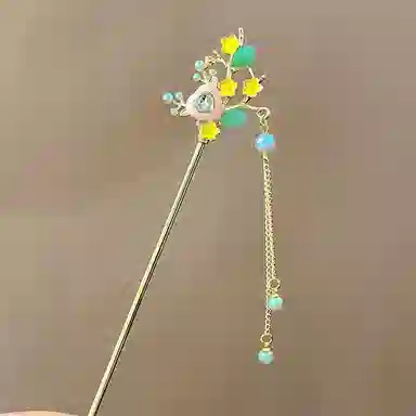 【白茶与你】 指尖瑰宝 超仙古风爱心花朵流苏步摇仙气飘飘宛如下凡汉服盘发国风步摇头饰高级感发钗 合金 发簪 女款