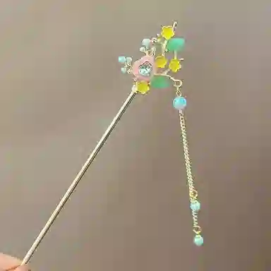 【白茶与你】 指尖瑰宝 超仙古风爱心花朵流苏步摇仙气飘飘宛如下凡汉服盘发国风步摇头饰高级感发钗 合金 发簪 女款