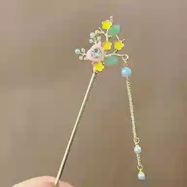 【白茶与你】 指尖瑰宝 超仙古风爱心花朵流苏步摇仙气飘飘宛如下凡汉服盘发国风步摇头饰高级感发钗 合金 发簪 女款