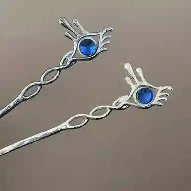 【侍奉光明】 指尖瑰宝 恶魔之眼高级感小众冷淡风简约 镀银 发簪 男女同款情侣款