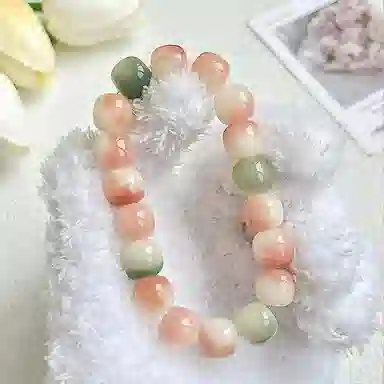 郁馨 吉祥如意晕染胭脂粉黛美人烟雨飘花绕指柔禅意文玩串珠 古风氛围感通勤穿搭 考神附体#好运 菩提根 手串 男女同款情侣款