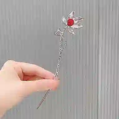 【共绘浪漫】 指尖瑰宝 古风莲花莲蓬汉服盘发清冷典雅优雅气质接你心头的月亮乘进一片新中式轻奢 镀银/珍珠 发簪 女款