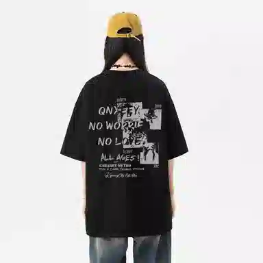 Qnxeey Vintage Cartoon Print T-Shirt