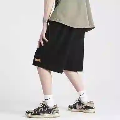 哲源 美式舒适高街设计简约基础款百搭透气亲肤褶皱柔软舒适宽松休闲短裤 男女同款