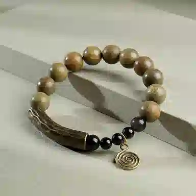 木盛缘 【个性魔法符】【快乐催化剂】新中式国潮复古炫酷财源滚滚招财纳福平安喜乐香水瓶单圈文玩好运 绿檀 手串 男女同款情侣款