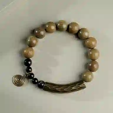 木盛缘 【个性魔法符】【快乐催化剂】新中式国潮复古炫酷财源滚滚招财纳福平安喜乐香水瓶单圈文玩好运 绿檀 手串 男女同款情侣款