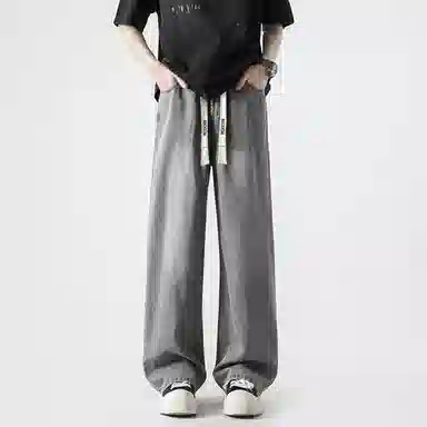 大卫贝肯 夏季冰丝男透气薄款美式高街百搭水洗慵懒风宽松直筒牛仔裤 男女同款