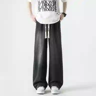 大卫贝肯 夏季冰丝男透气薄款美式高街百搭水洗慵懒风宽松直筒牛仔裤 男女同款