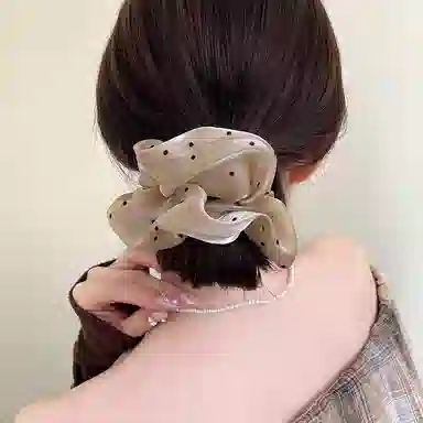 水中玉 法式温柔波点缎面大肠发圈发饰丸子头扎发头花肥肠发绳头饰 皮筋 头绳 女款