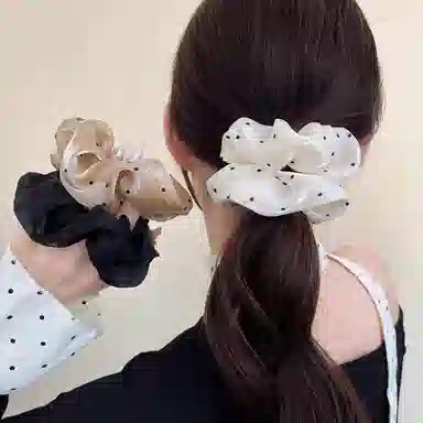 水中玉 法式温柔波点缎面大肠发圈发饰丸子头扎发头花肥肠发绳头饰 皮筋 头绳 女款