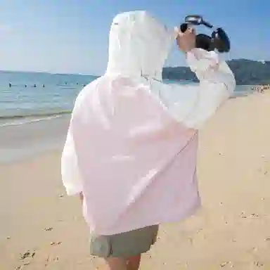 黑恐龙 轻薄透气宽松百搭休闲户外运动登山连帽拼接条纹连帽长袖防晒服 男女同款