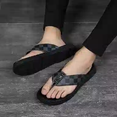 佐塞斯 简约时尚百搭舒适人字拖鞋 男款 黑色